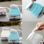 Portable 600ml folding travel electric kettle with compact silicone foldable design for travel and office use