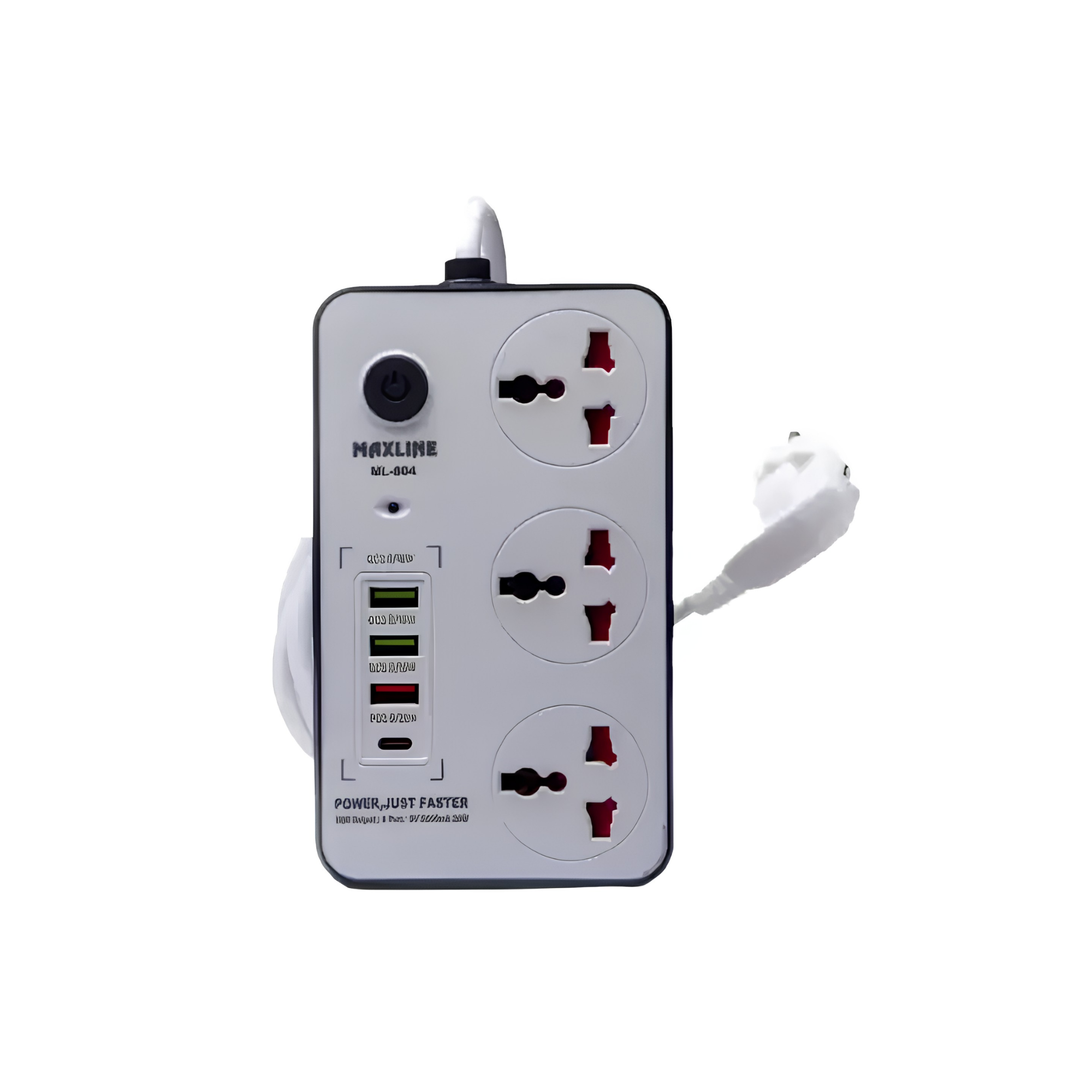 Maxline ML-804 4-Port USB Fast Charging Multi Charger White