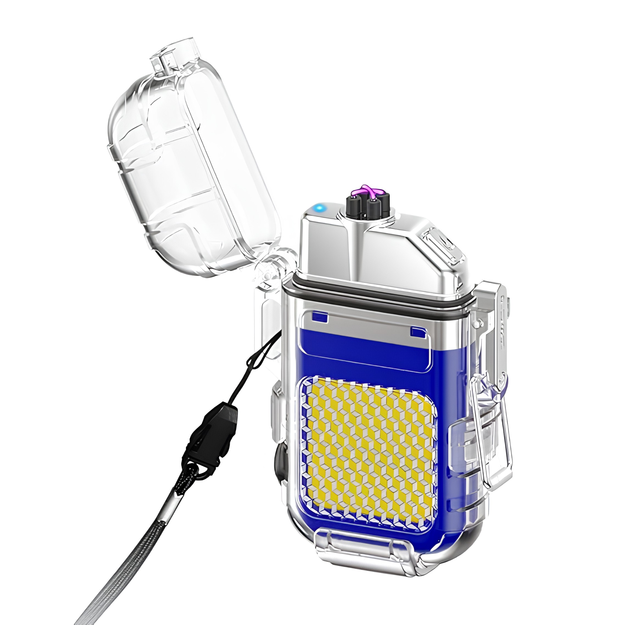 Transparent double arc USB rechargeable windproof electric lighter with flameless plasma ignition