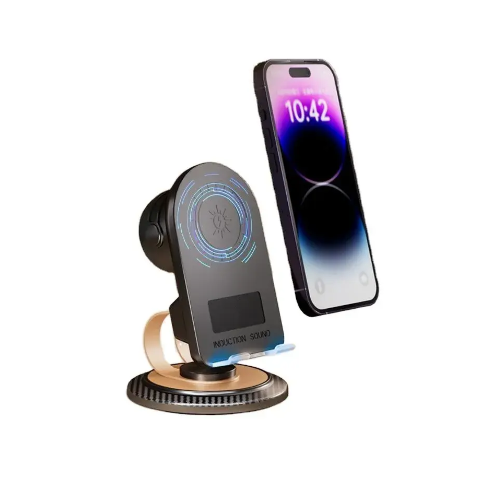 H58 automatic sensing wireless charger with 360 degree rotating phone holder design