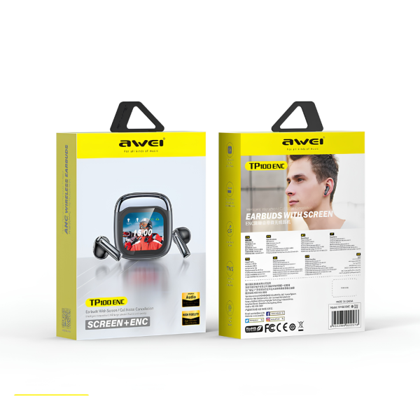 Awei TP100 ENC TWS Touch Screen Color Screen Bluetooth Headset – Buy in Bangladesh